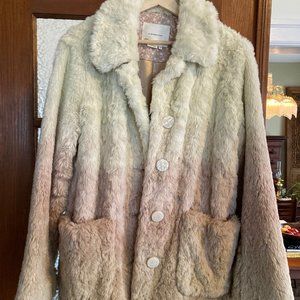 Fluffy Cream Ombre Anthropologie Coat